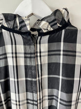 Load image into Gallery viewer, Black and white tartan style check vintage 1960s long high neck Fiona dress S