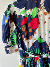 Load image into Gallery viewer, Colourful 1980s vintage button down puff sleeve dress M to L