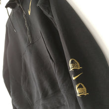 Load image into Gallery viewer, Nike quarter zip sweatshirt black with gold laurel crown S