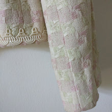 Load image into Gallery viewer, Silk vintage pink and cream Jaeger skirt suit S