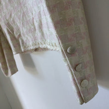 Load image into Gallery viewer, Silk vintage pink and cream Jaeger skirt suit S