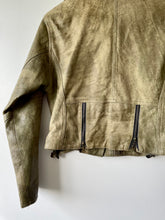 Load image into Gallery viewer, Soft leather olive green vintage 1980s or 90s biker style jacket M