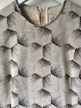 Load image into Gallery viewer, Sweet Daroma cream/brown patterned vintage 1960s mod shift dress S to M
