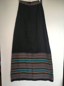 1960s vintage Spectator Sports long maxi silk skirt with embroidery S