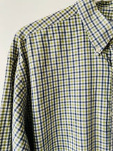 Load image into Gallery viewer, L L Bean vintage mens green blue check checked long sleeve shirt L Large