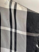 Load image into Gallery viewer, Black and white tartan style check vintage 1960s long high neck Fiona dress S