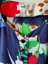Load image into Gallery viewer, Colourful 1980s vintage button down puff sleeve dress M to L