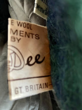 Load image into Gallery viewer, Green and blue check vintage 1960s mohair cape made in GB by Jay Dee Medium M