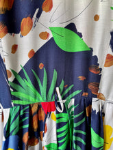 Load image into Gallery viewer, Colourful 1980s vintage button down puff sleeve dress M to L