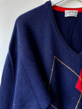 Load image into Gallery viewer, Jaeger Argyle v-neck wool jumper M to L