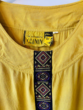 Load image into Gallery viewer, Mustard yellow cropped 1980s vintage shirt sleeve top M/L