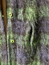 Load image into Gallery viewer, Green and blue check vintage 1960s mohair cape made in GB by Jay Dee Medium M