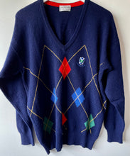Load image into Gallery viewer, Jaeger Argyle v-neck wool jumper M to L