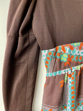 Load image into Gallery viewer, Long vintage 1960s crimplene and cotton high neck maxi dress M