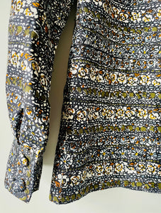 1960s vintage flower patterned long sleeve blouse M