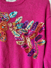 Load image into Gallery viewer, Raspberry pink vintage 1980s sequin jumper M