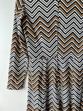 Load image into Gallery viewer, Fab geometric design vintage 1960s to 1970s knee length long sleeve dress by Carnegie of London M