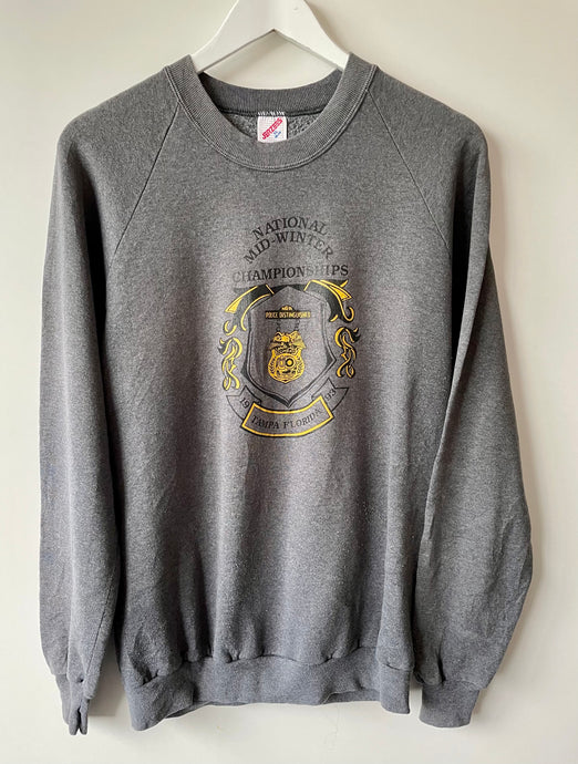 Dark grey vintage 1990s sweatshirt with Florida police logo L