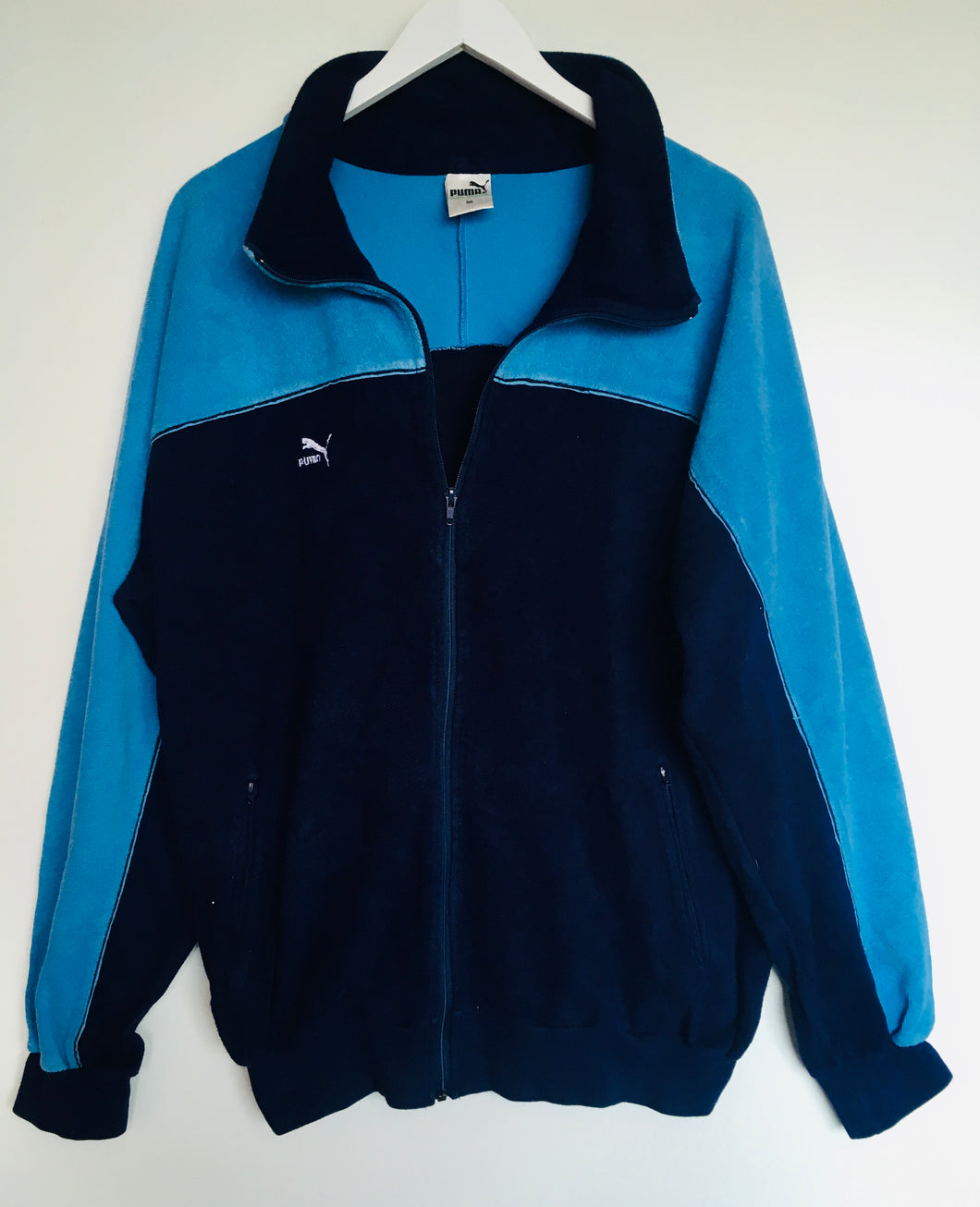 1980s vintage towelling cotton colour block Puma tracksuit jacket