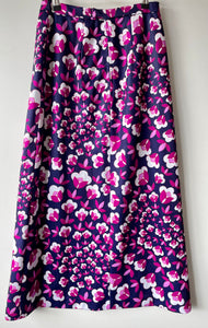 Striking purple flower vintage 1970s maxi long skirt S