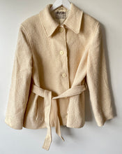 Load image into Gallery viewer, Cream wool vintage ladies Jaeger belted jacket Medium M