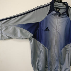 Noughties Adidas track jacket with 3 stripe sleeve and unusual design L