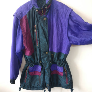 Groovy 1990s or 1980s multicoloured ski jacket L XL