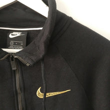 Load image into Gallery viewer, Nike quarter zip sweatshirt black with gold laurel crown S
