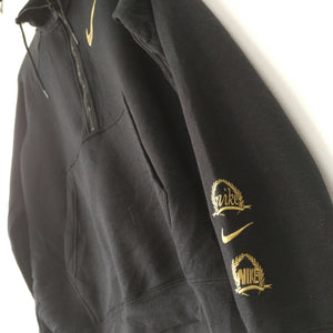Nike quarter zip sweatshirt black with gold laurel crown S