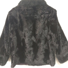 Load image into Gallery viewer, Vintage 1950s or early 1960s glamorous mod black faux fur jacket styled by Winter S