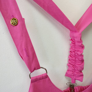 Cute 1980s vintage pink short dungerees one size M
