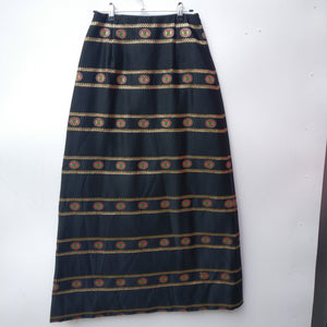 1970s gold satin brocade vintage evening skirt S