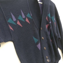 Load image into Gallery viewer, 1980s 90s vintage patterned wool blend cardigan L XL