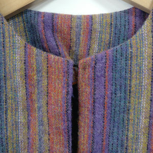 Cute vintage homemade short wool stripy jacket M