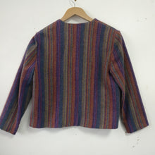 Load image into Gallery viewer, Cute vintage homemade short wool stripy jacket M