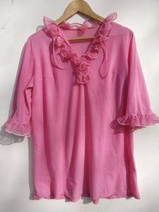 1960s vintage Foster Reid pink bri-nylon lingerie nightie blouse L