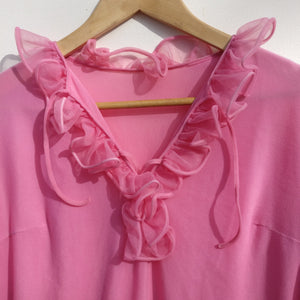 1960s vintage Foster Reid pink bri-nylon lingerie nightie blouse L
