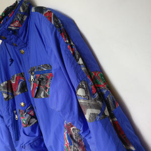 1990s Rodeo C&A vintage patterned shell ski jacket L