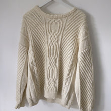 Load image into Gallery viewer, Soft cream cable knit  handmade jumper M to L