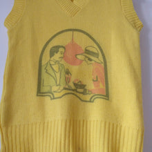 Load image into Gallery viewer, Vintage 1970s yellow tank top with 20s style print S