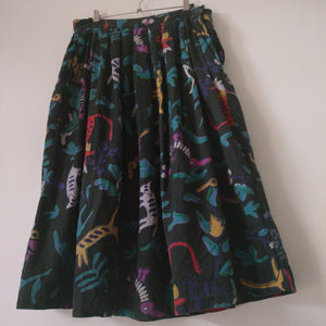 Adini vintage Indian cotton ankmal block print skirt L