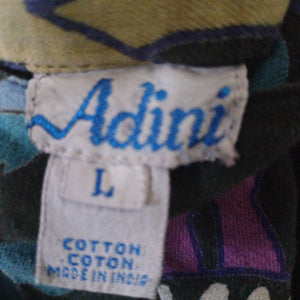 Adini vintage Indian cotton ankmal block print skirt L