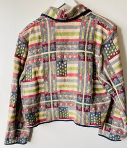 Stars and Stripes patterned vintage 1980s blazer jacket by New Identity Large L