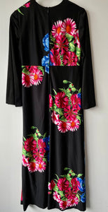 Long vintage 1960s to 1970s bright flower design dress M