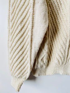 Soft cream cable knit  handmade jumper M to L