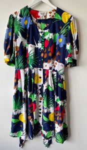 1980s colourful summer short sleeve dress M/L