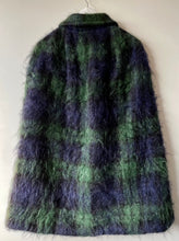 Load image into Gallery viewer, Green and blue check vintage 1960s mohair cape made in GB by Jay Dee Medium M