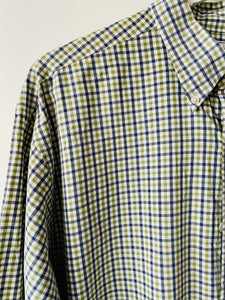 L L Bean vintage mens green blue check checked long sleeve shirt L Large