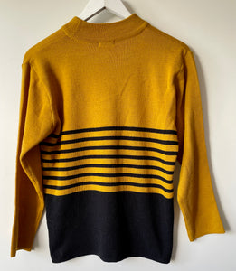 Fab mustard and black vintage 1980s knit jumper with motif M