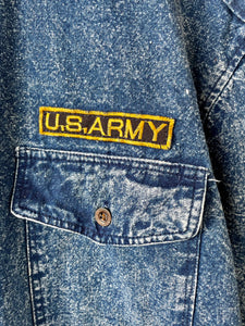 Short sleeve denim acid wash vintage 1980s made in USA unisex shirt M